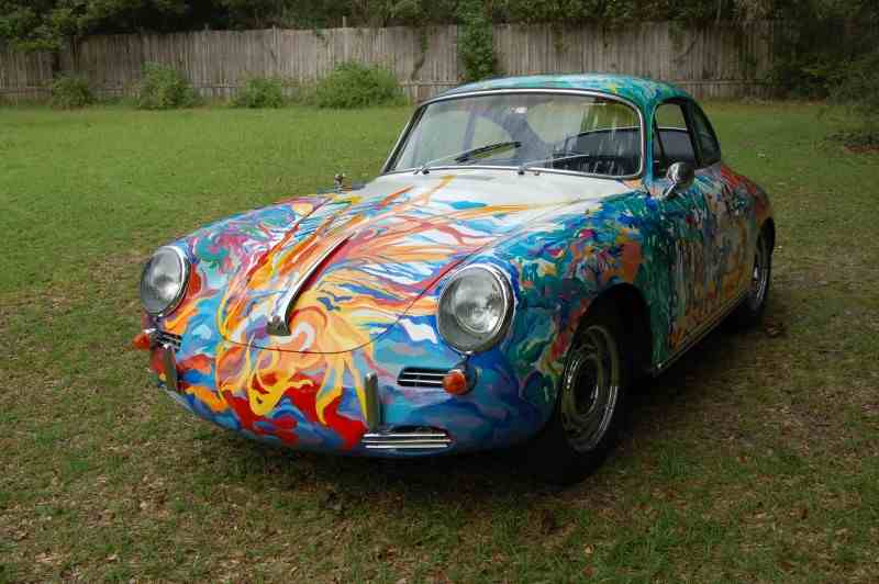 Porsche 356 painted with expressionist art